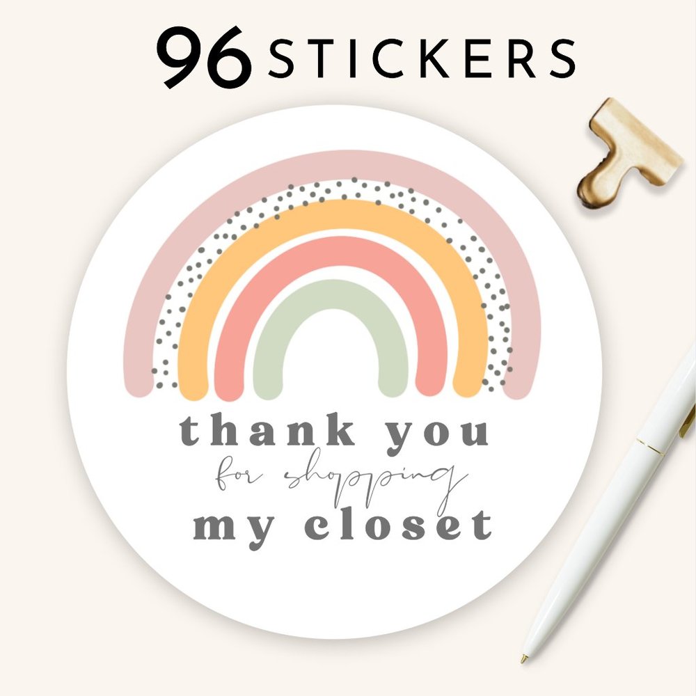 Thank You Stickers Bohemian Organic Rainbow 96 Ct